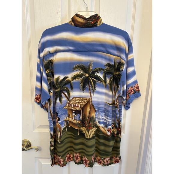 Vintage Big Dogs Shirt Men Large Hawaiian Hula Girl Tiki Camp Dive Bar Button Up - Picture 11 of 16